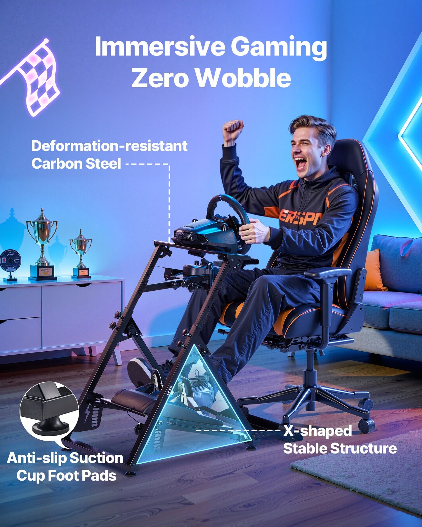 Foldable Racing Wheel Stand Cockpit for Logitech G923 G920 G29 G27