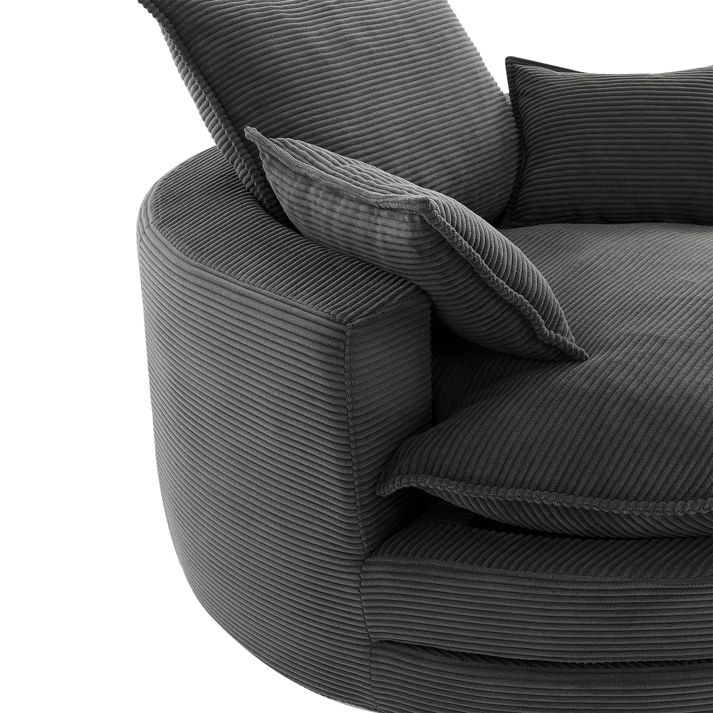 Oversized 360° Swivel Chair with Dual-Layer Cushions - Black