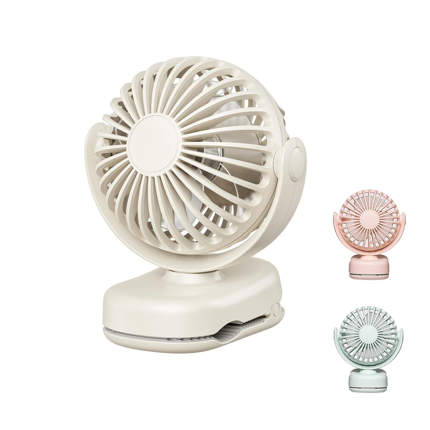 USB Clip-On Fan with 360° Adjustable Head Rechargeable Battery Quiet Operation