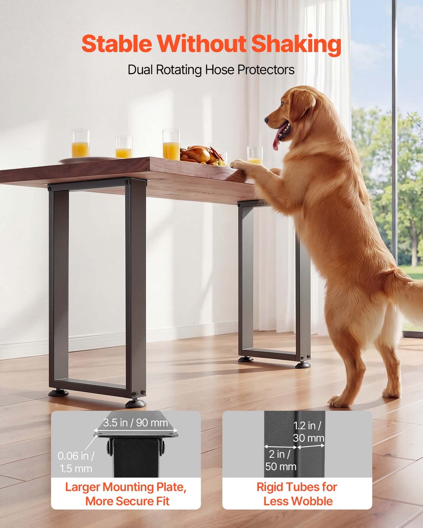 Heavy Duty Square Steel Table Legs 29.1 Inch Height Set of 2 - Black