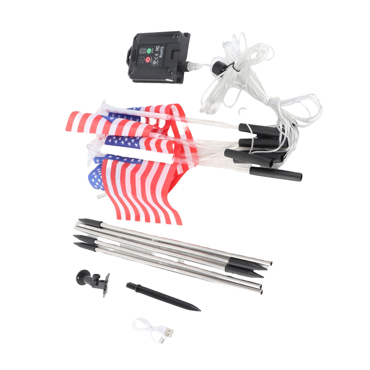 Solar American Flag Lights - 8 Modes for Independence Day Decor
