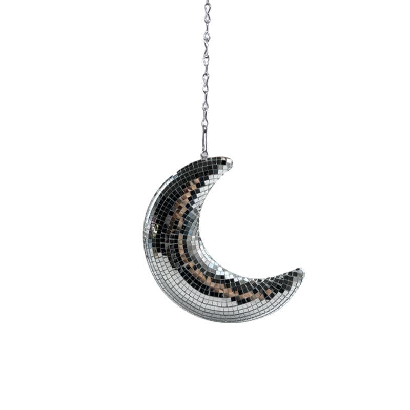 Reflective Moon Pendant Ornament for Party Decor - Silver 15x21cm