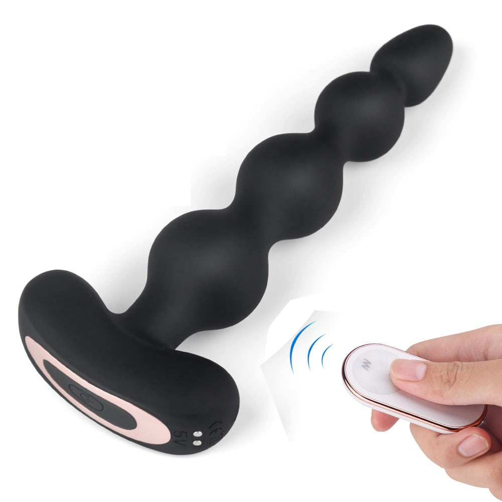 Remote Control Vibration Bead Butt Plug - Adjustable Silicone Adult Toy