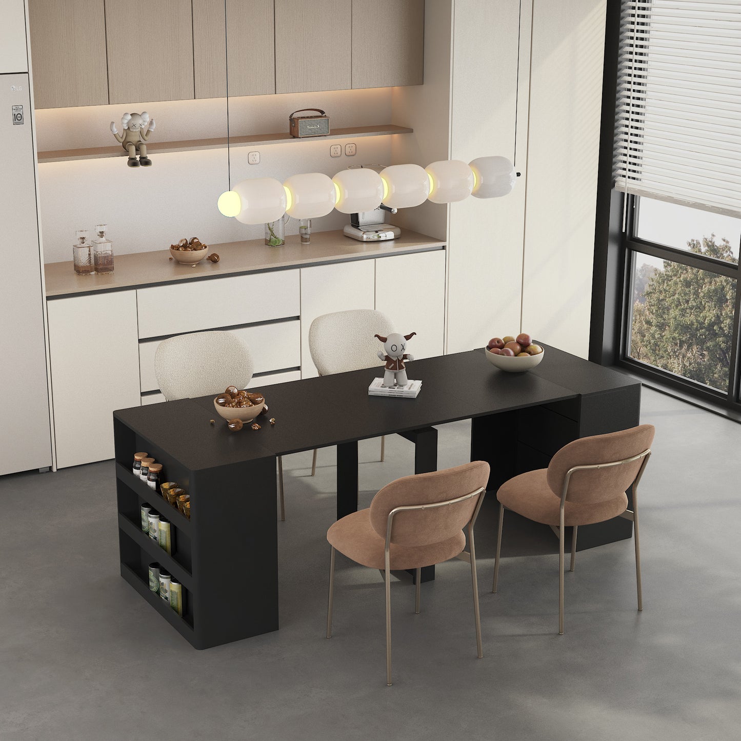 Extendable Foldable Dining Room Table For 1-10 People, Wood