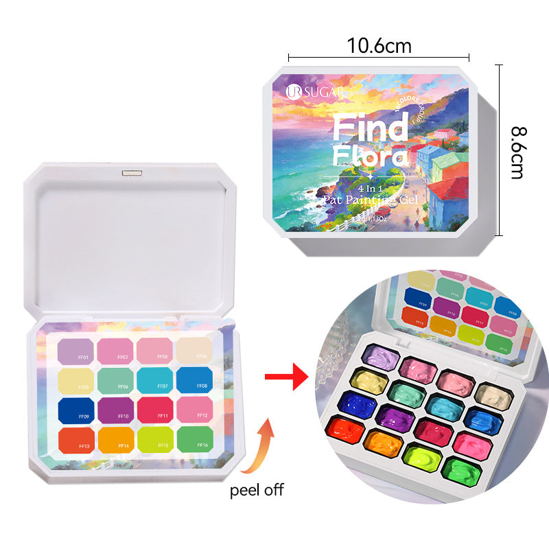 16 Color Nail Art Glitter Gel Set - High Chroma Gradient & Solid Painting
