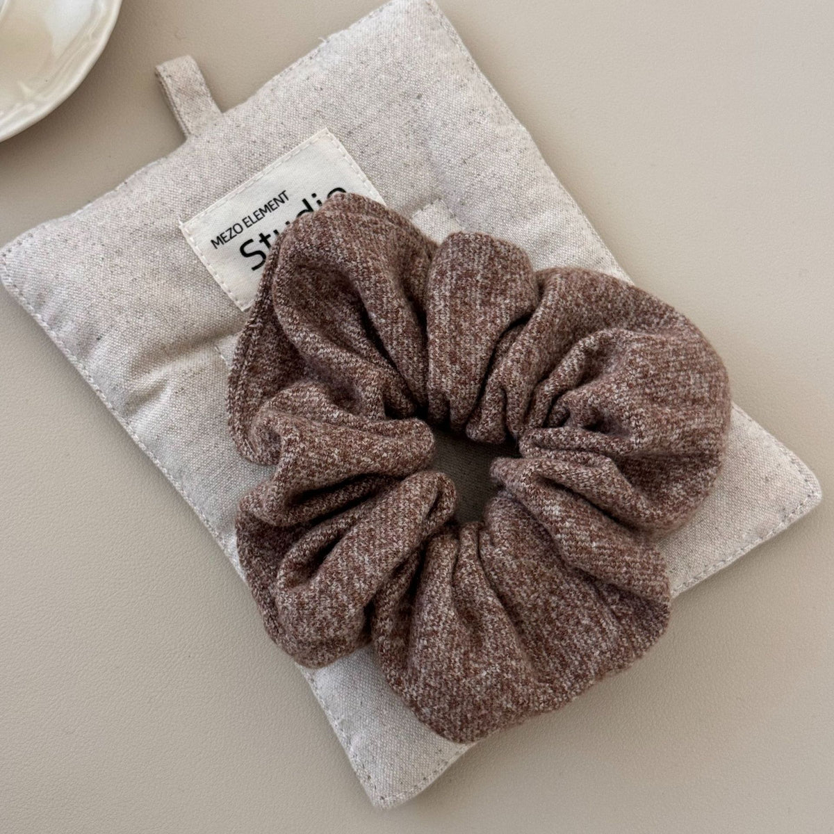 Korean Style Plush Hair Band for Women - Oat Gray Texture Woolen Hair Accessory