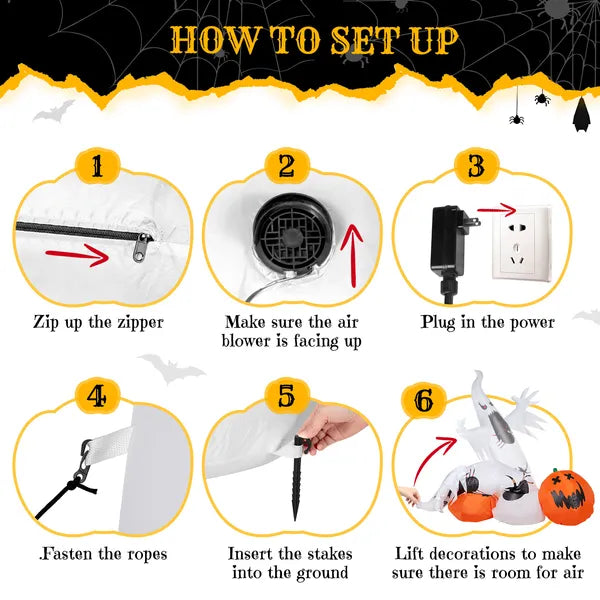 11.8 FT Halloween Inflatable Ghost Pumpkin Decoration