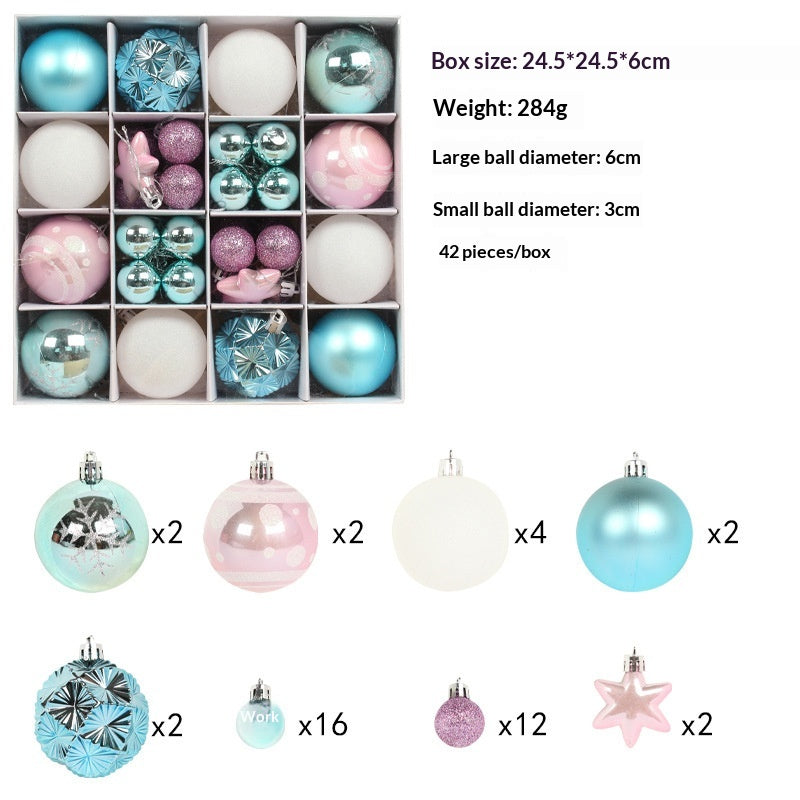 Christmas Tree Hanging Ornaments Set - Assorted Holiday Ball Decorations