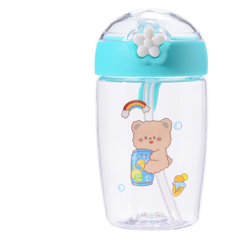 Children's Leak-Proof Plastic Water Cup with Straw - Double & Single Styles