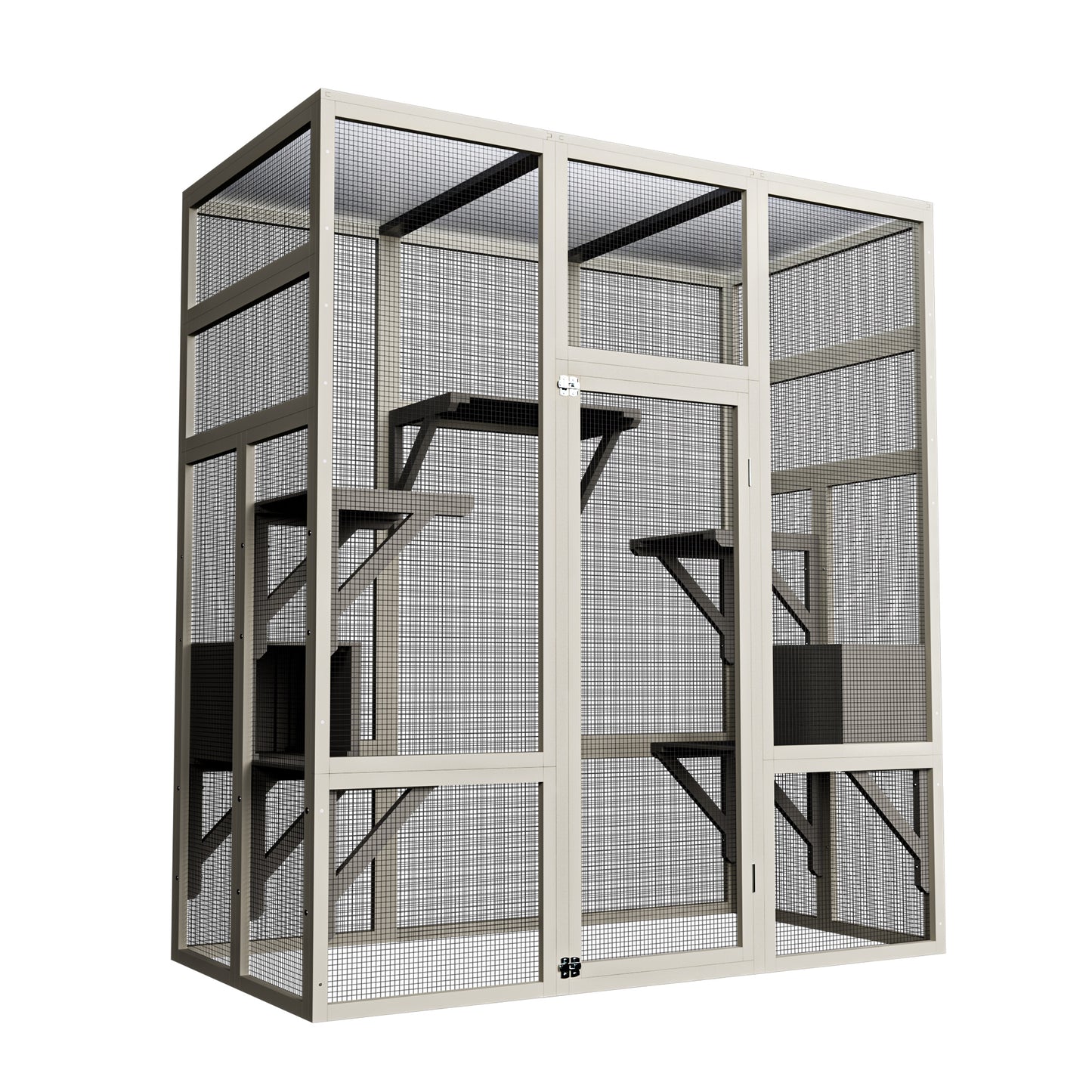Large Outdoor Wooden Cat House with Platforms Waterproof & UV-Resistant