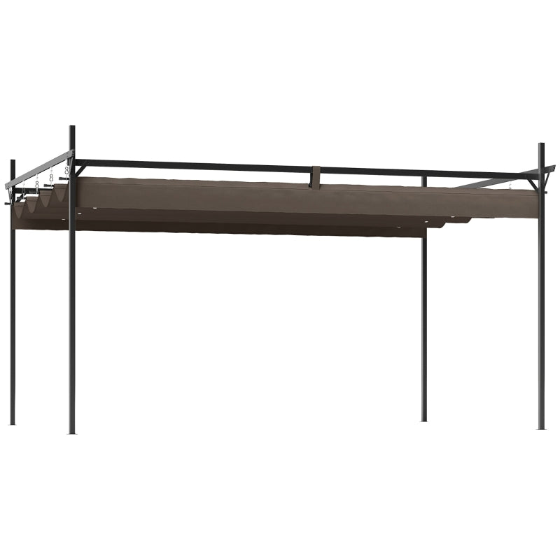 Metal Retractable Pergola Canopy for Garden Patio Backyard Brown