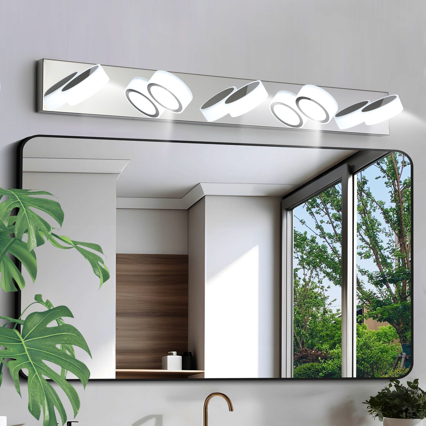 Modern 5-Light LED Vanity Light Fixture - Chrome Finish