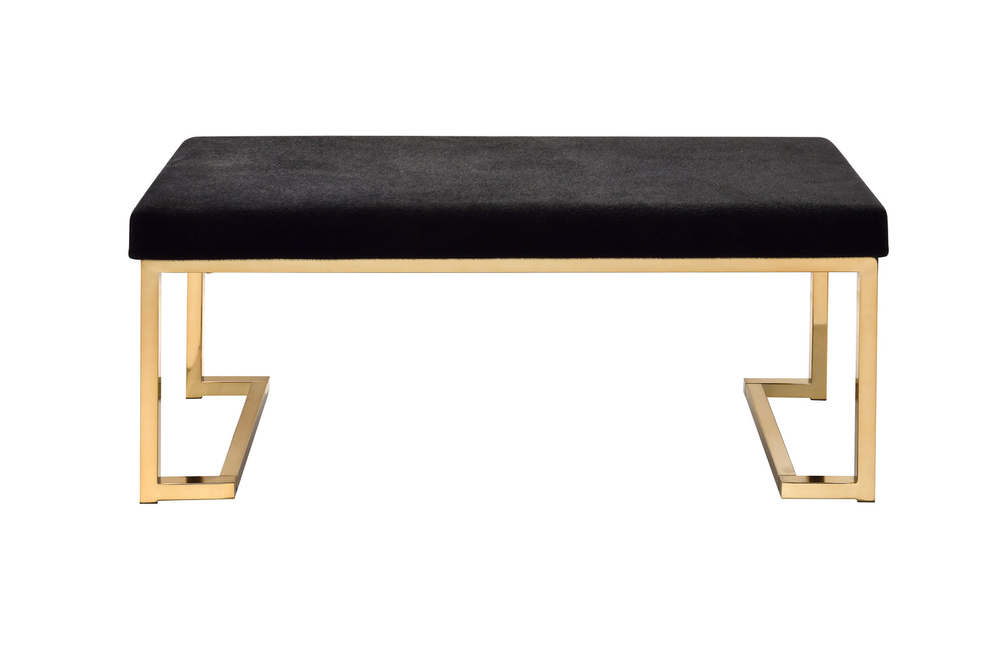 Boice Black Faux Fur & Champagne Finish Bench