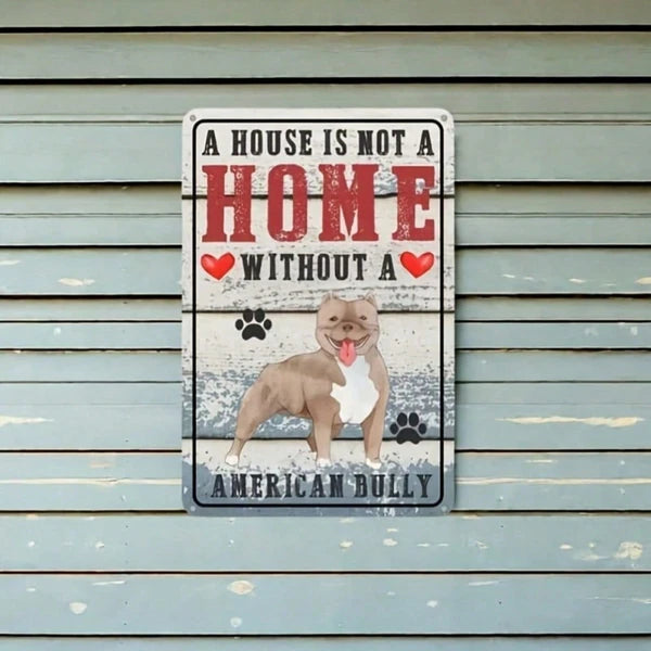Retro American Bulldog Metal Wall Sign - Dog Lover Decor