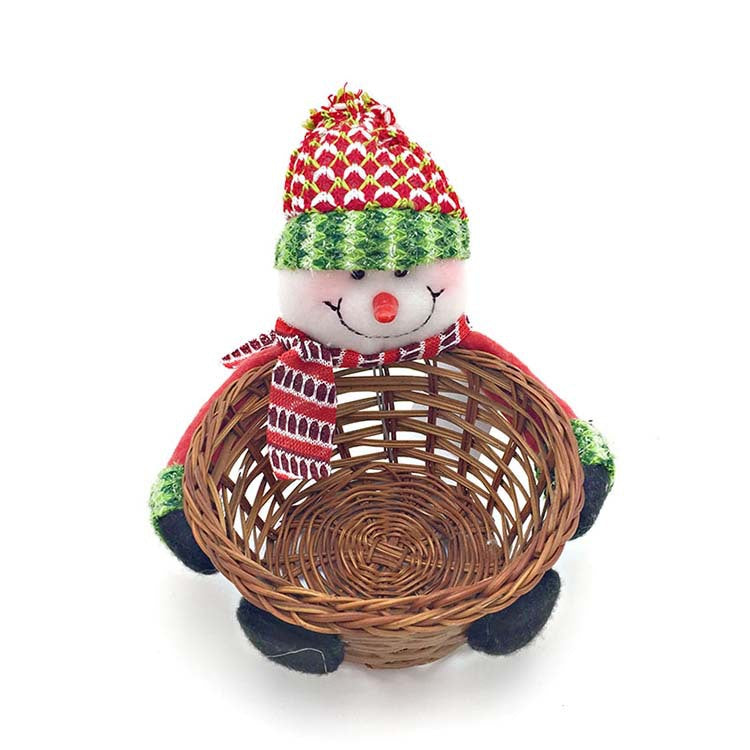 Christmas Decoration Storage Basket with Santa Snowman Elk Candy Holder