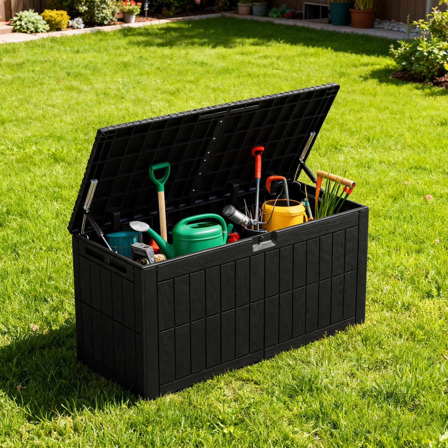 1 0 Gallon Outdoor Storage Box Water Proof Resin Deck Lockable Bin