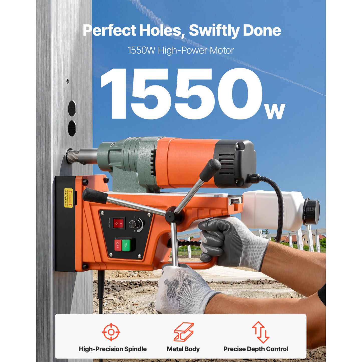 Magnetic Drill Press 1550W Variable Speed Metal Cutting Machine