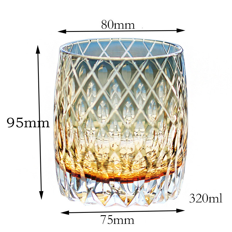 Crystal Whiskey Glass - Elegant Hand-Carved 400ml for Home Bar