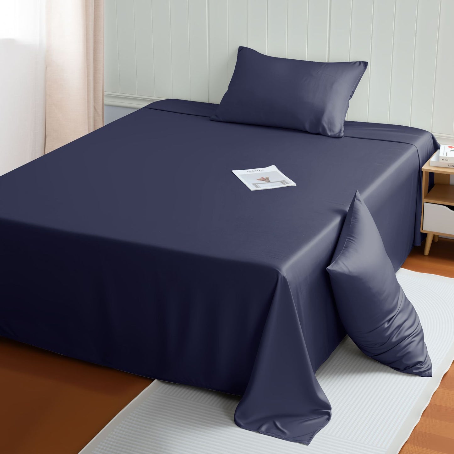 High-End Solid Color Bamboo Fiber Bed Sheet for Summer Sleep