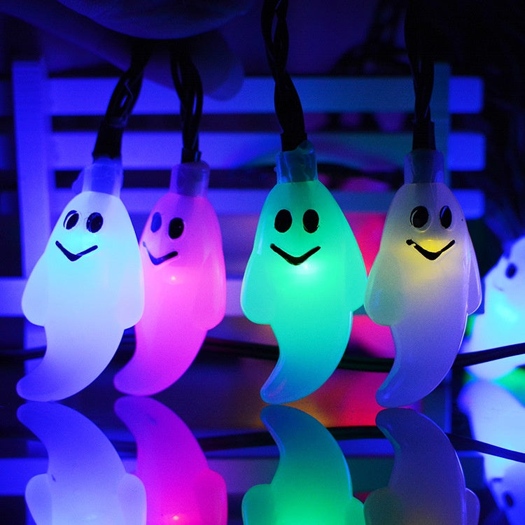 Solar-Powered Ghost String Lights for Halloween & Holiday Decor - 30 LEDs