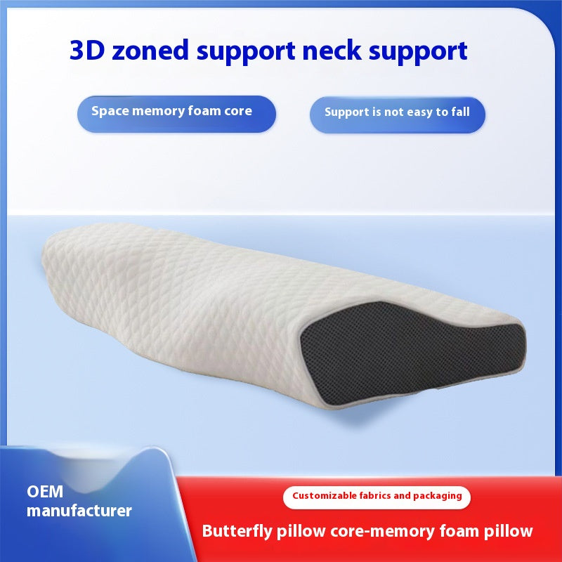 Rebound Memory Foam Pillow for Adults - Supportive Sleep Cushion - White & Gray