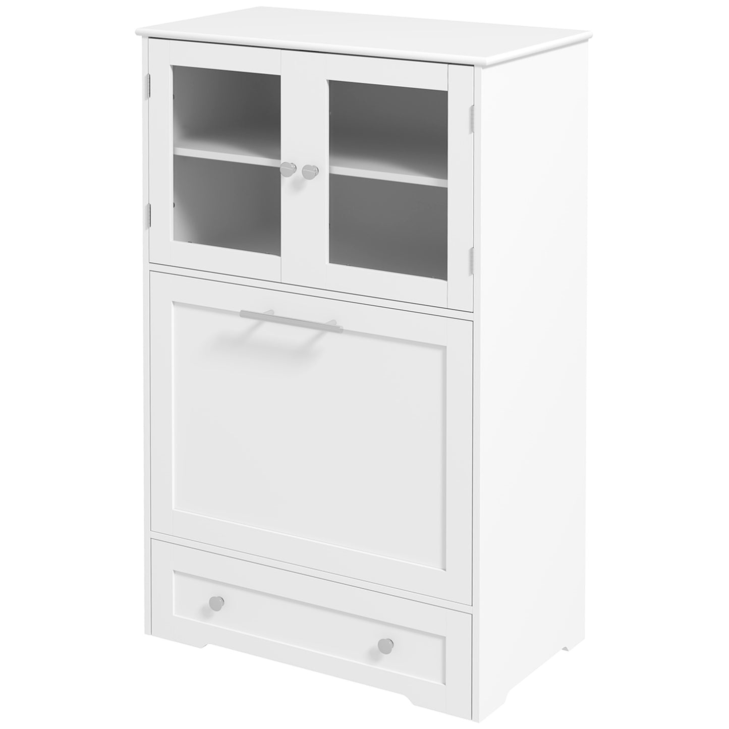 Elevated Dog Feeding Station with Storage Cabinets & Bowls
