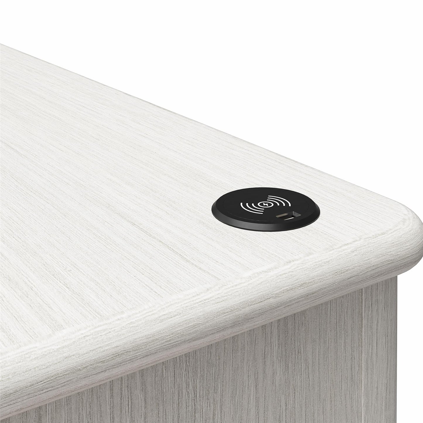 Selena Double Pedestal Desk - Rustic White Solid Wood