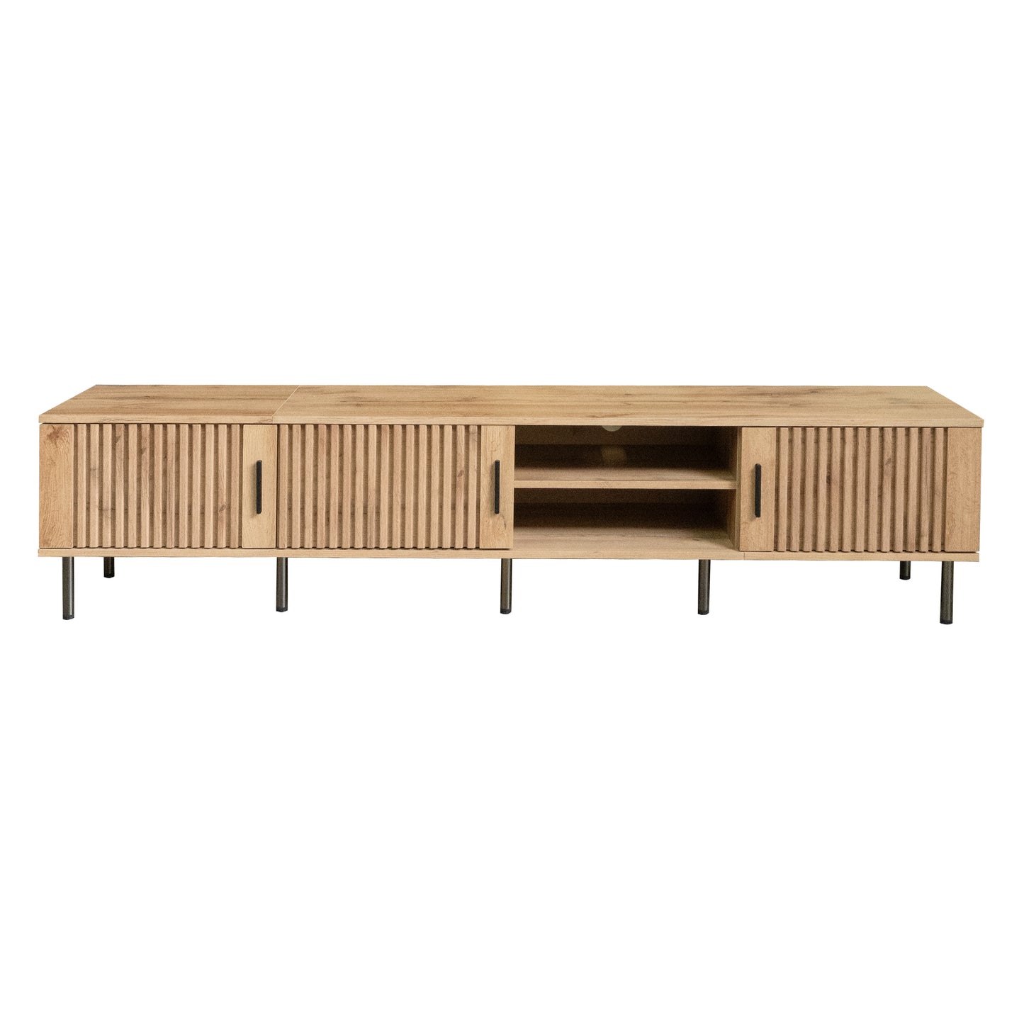 78-Inch Modern TV Stand for TVs Up to 85" - Natural Wood Finish