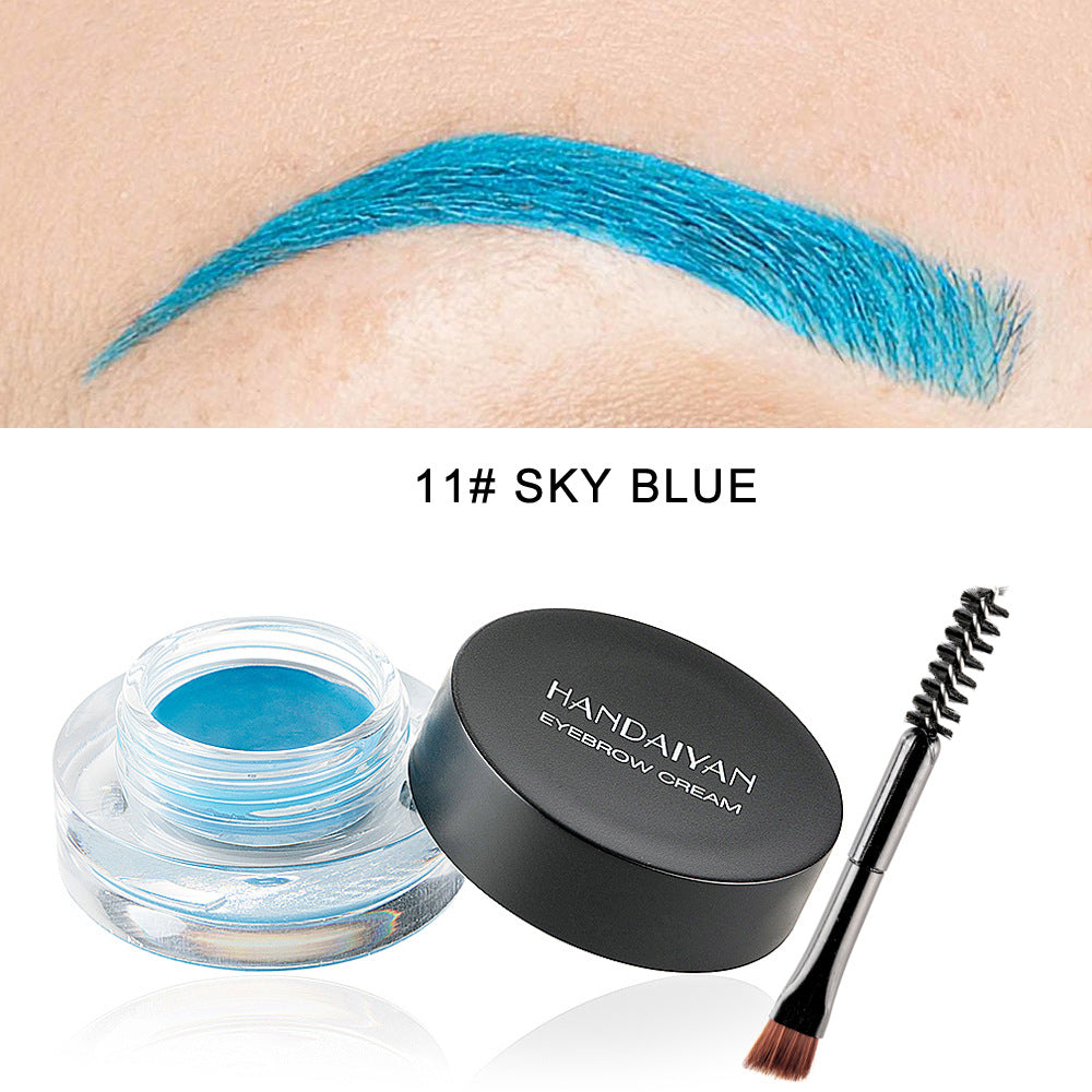 Waterproof Long-Lasting Eyebrow Cream Set - 12 Colors with Brush