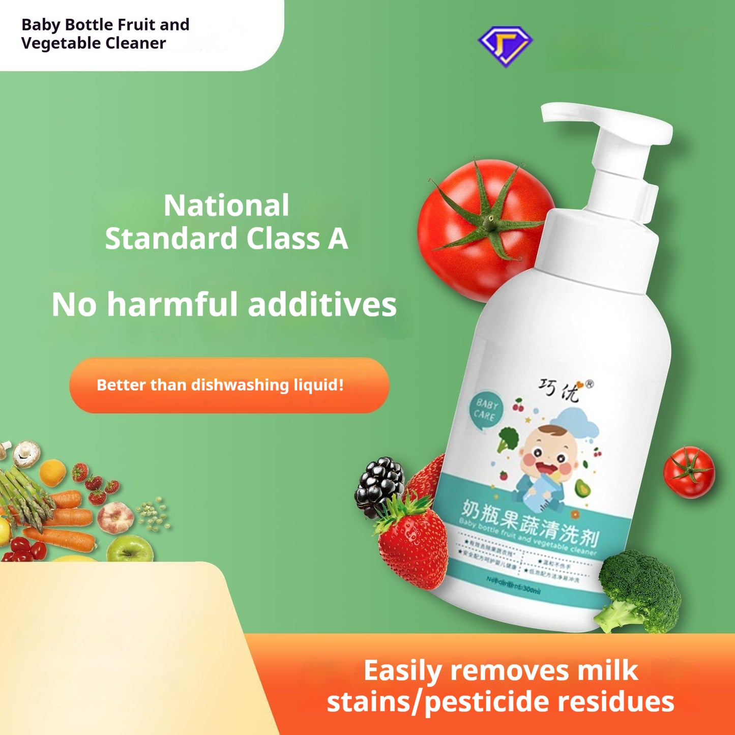 Food Grade Fruit and Vegetable Detergent - Kitchen & Garden Cleaning Solution