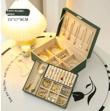Multi-Compartment Jewelry Storage Box with Removable Drawer - Elegant Necklace and Earring Organizer