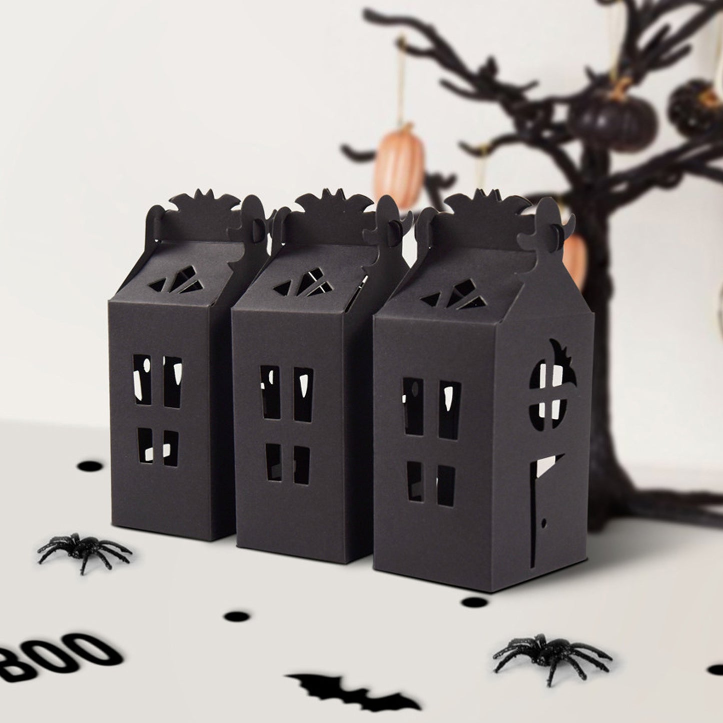20 Halloween Candy Boxes - Black Paper Party Supplies
