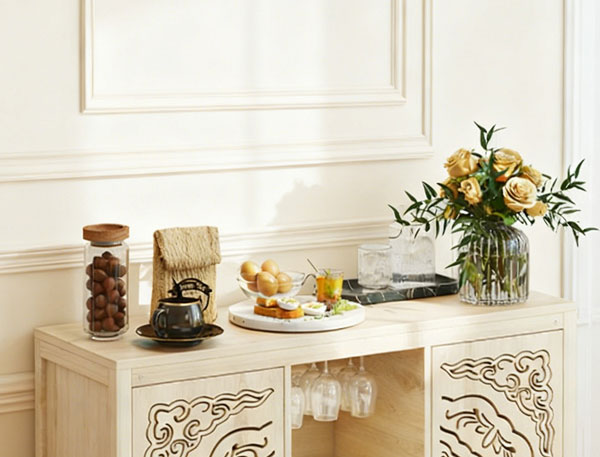 Wine Bar Cabinet With 2 Doors Buffet Storage Liquor Rack And Glass