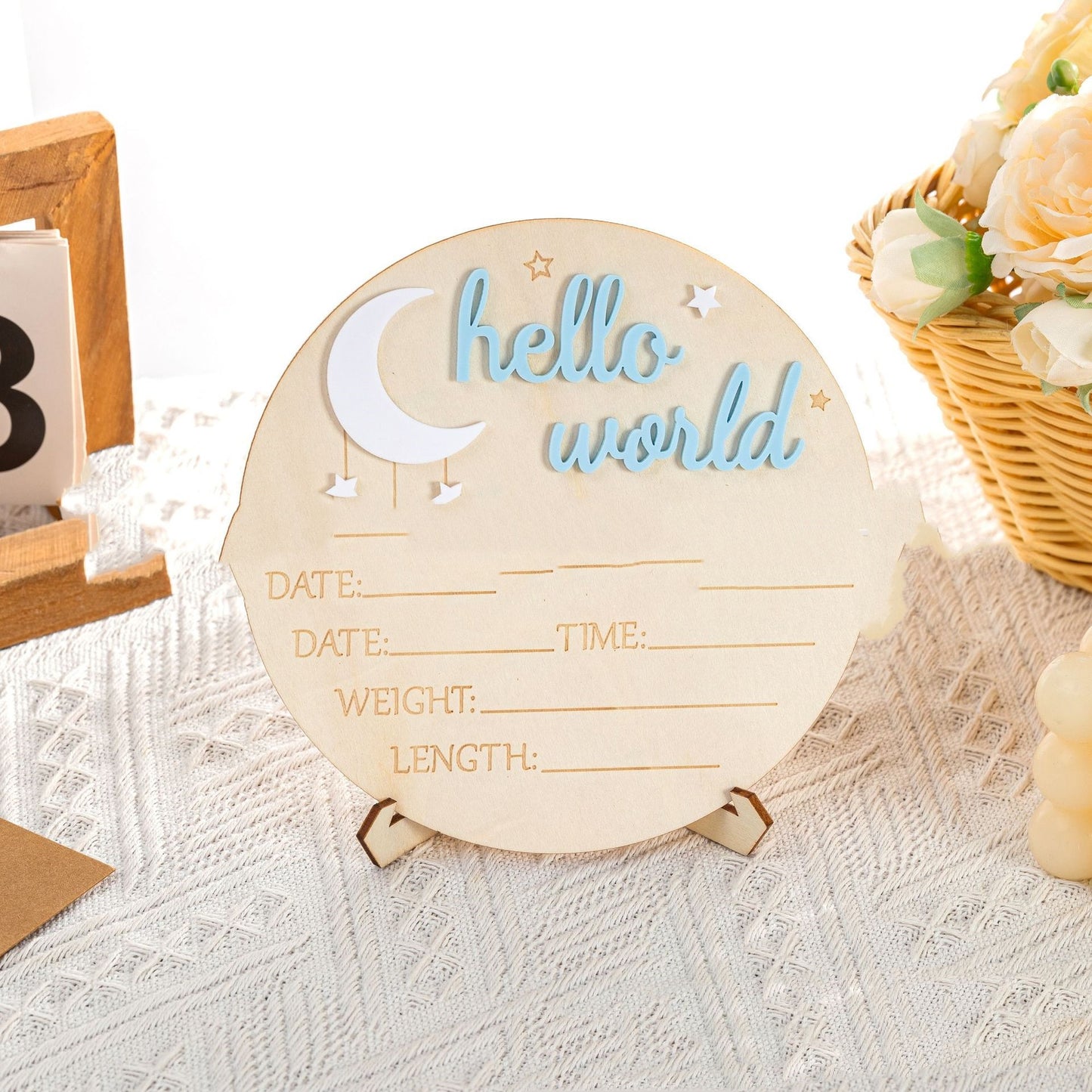 Hello World Baby Photo Props - Wooden Decor for Baby Photos - 15cm