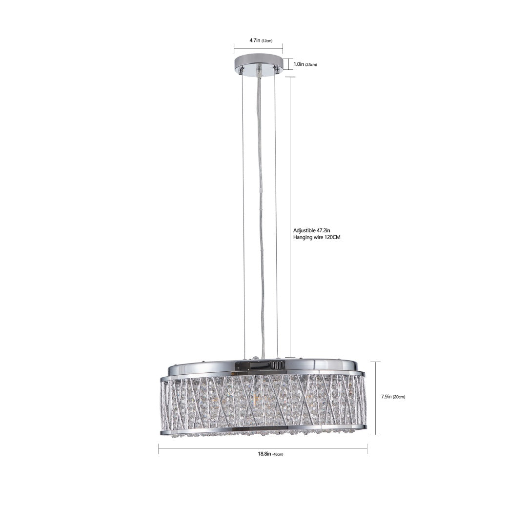 Modern Crystal Chandelier - 19 Inch Round Ceiling Light Fixture