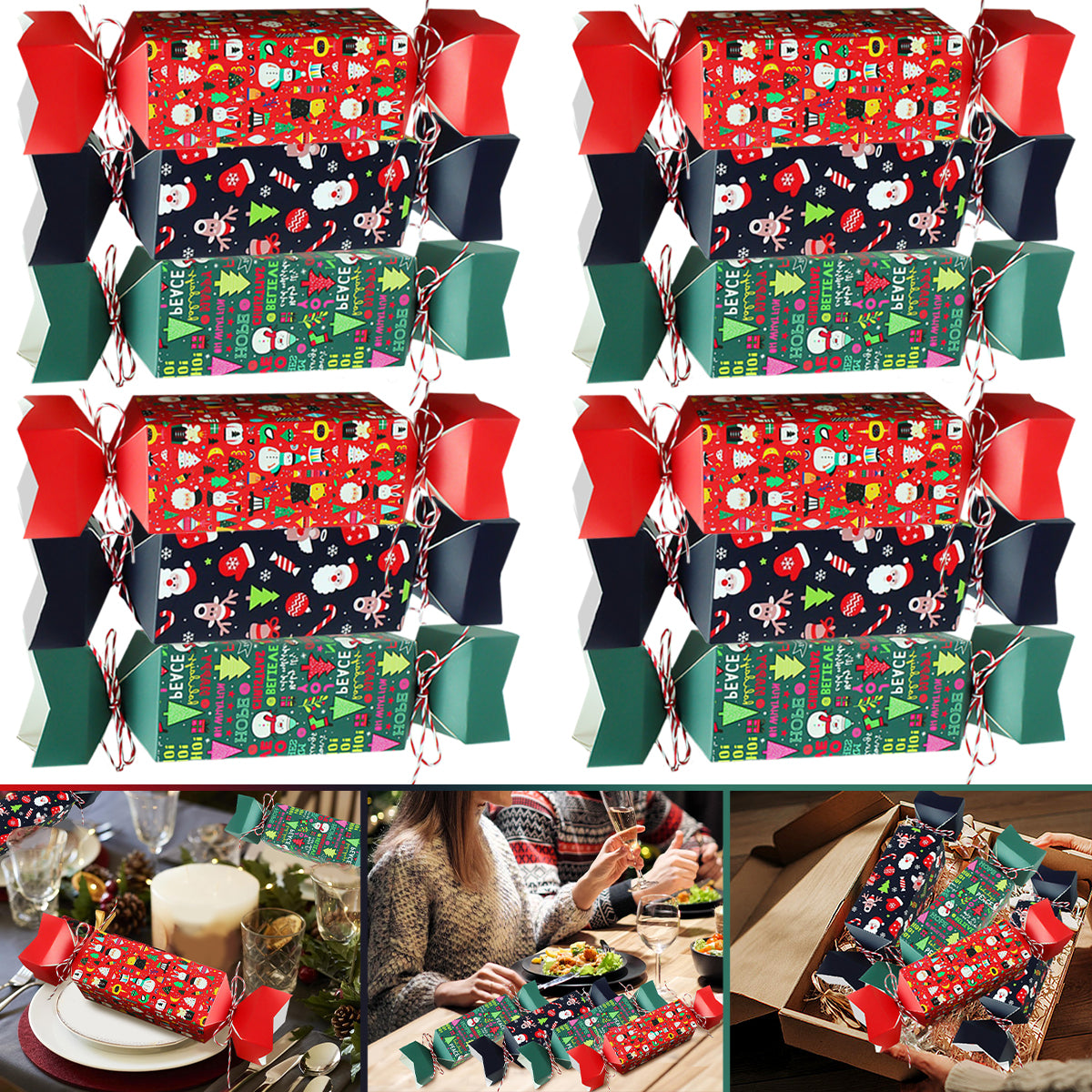 12 Pcs Christmas Candy Shaped Gift Boxes - Santa, Snowman, Tree