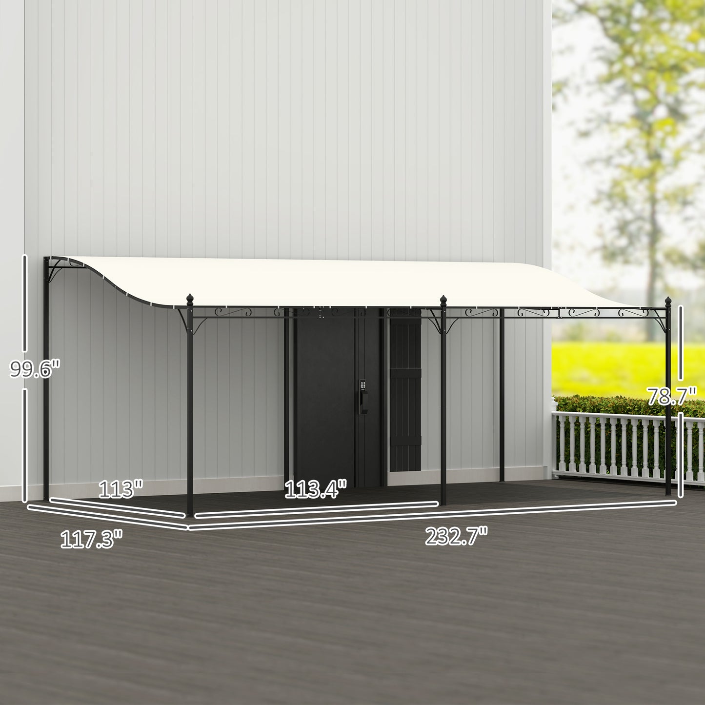 Outdoor Metal Pergola Canopy with Drainage Holes - Cream White