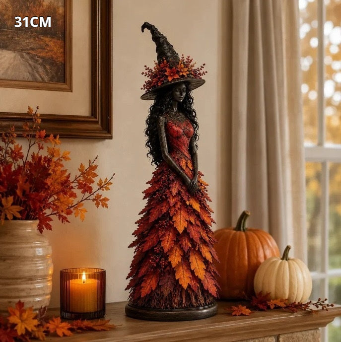 Halloween Witch Statue for Home Decor - Autumn Resin Ornament