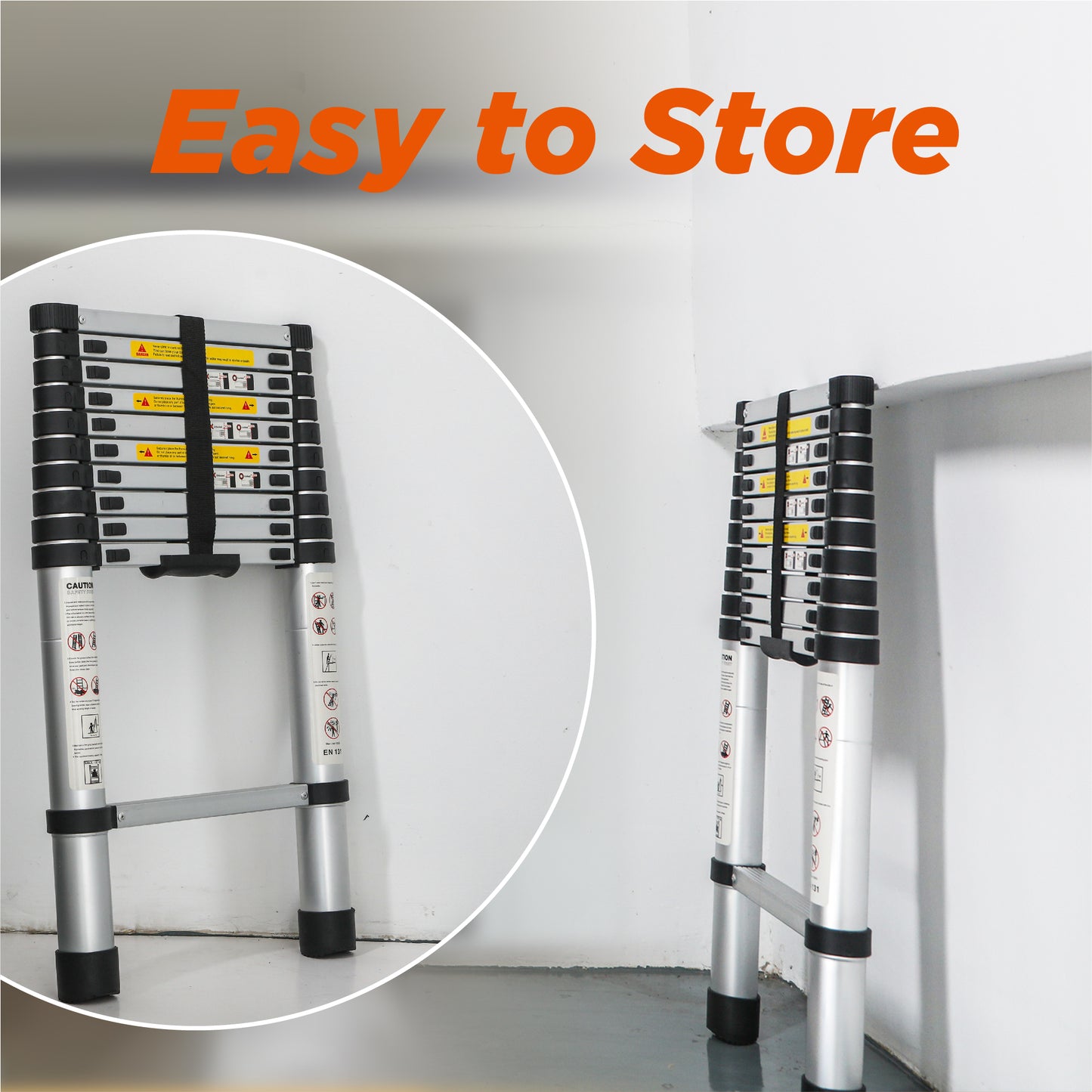 10.5FT Aluminum Telescoping Extension Ladder - Heavy Duty Portable Folding Tool