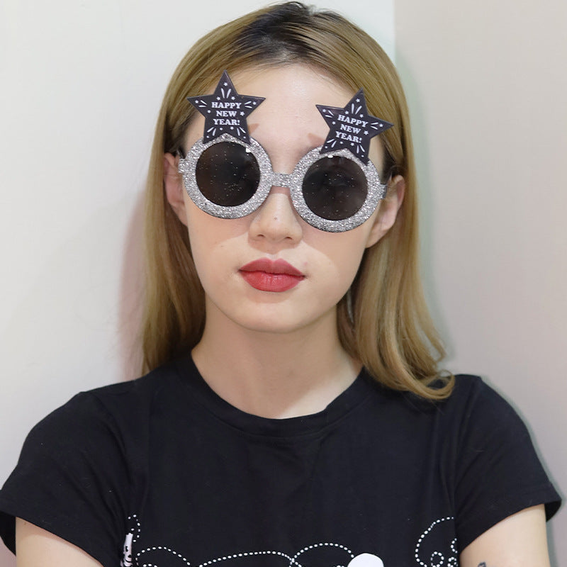 Funny New Year Party Glasses Supplies Photo Props Unisex Dress Up Accessories