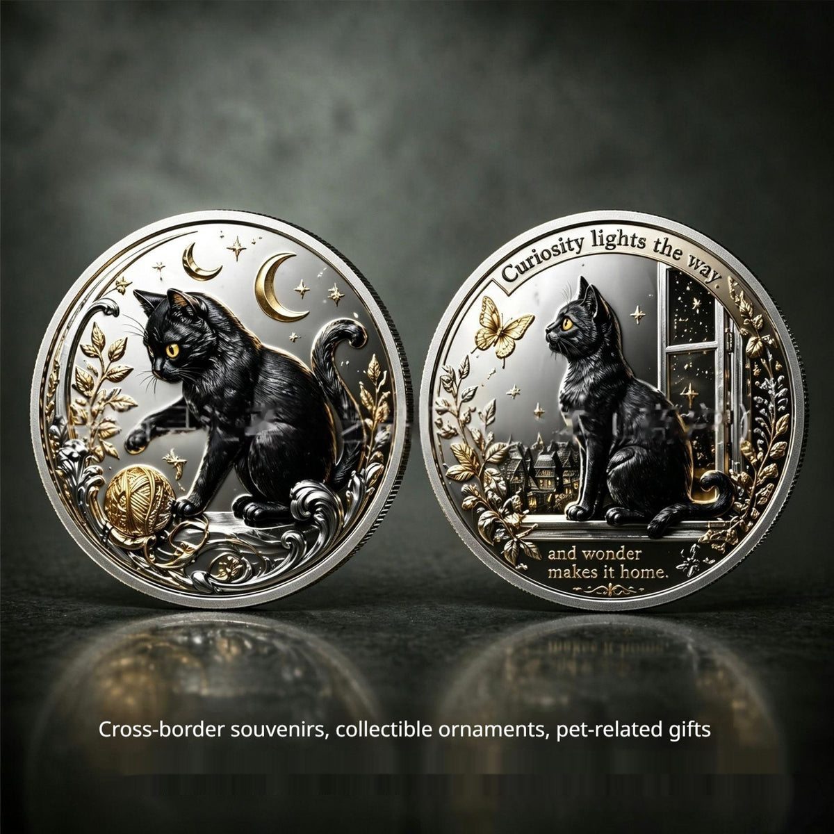 Black Cat Lunar Phase Collectible Coin - Silver & Gold Variants