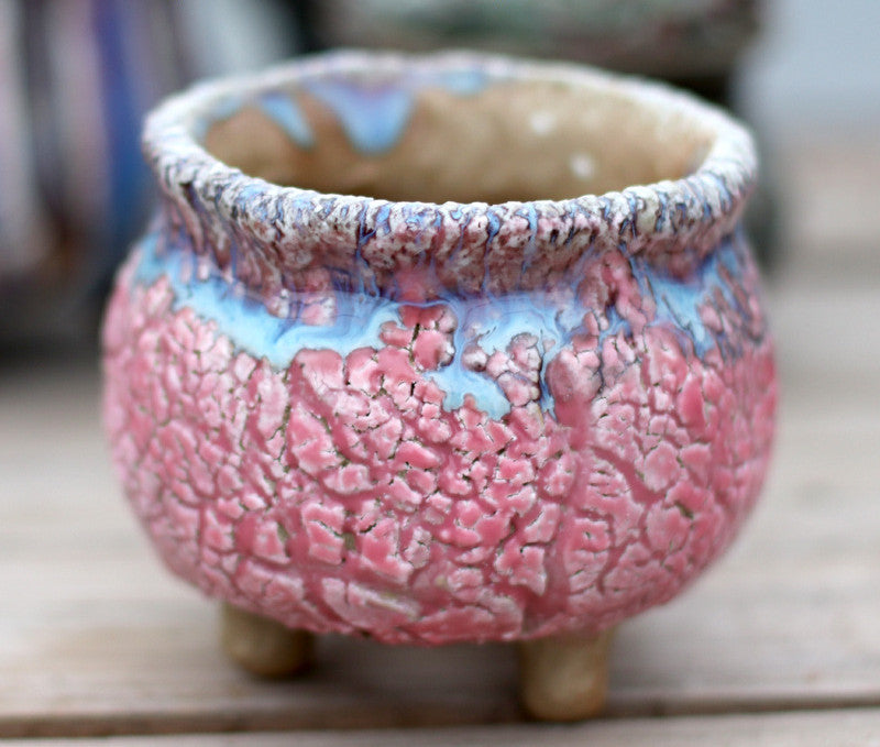 Creative Ceramic Flowerpot with Hand-Controlled Bursting Flow Glaze
