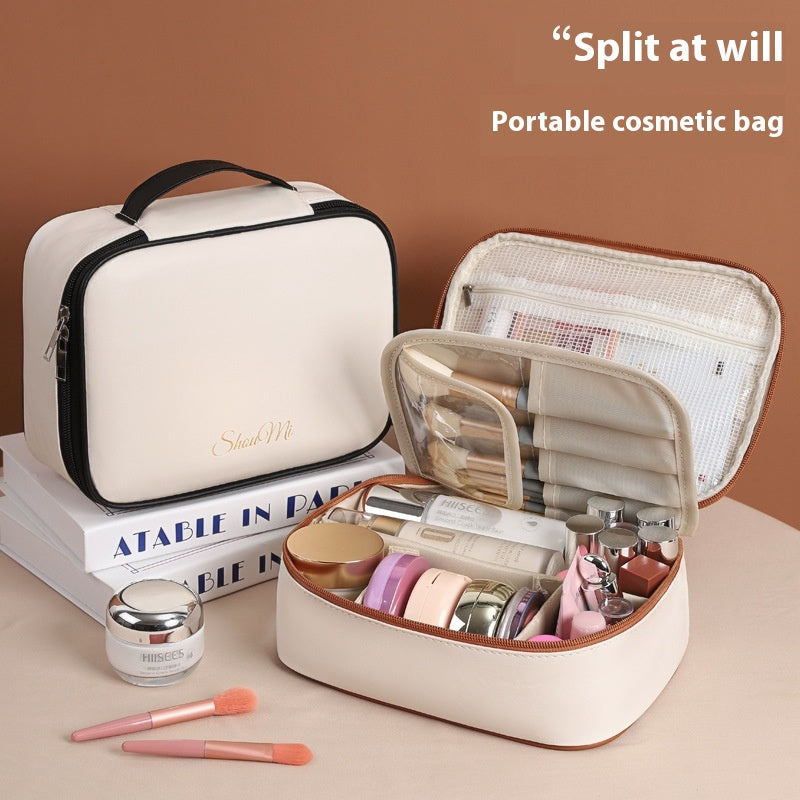 Multifunctional Cosmetic Bag with Partition Storage - Waterproof & Storable
