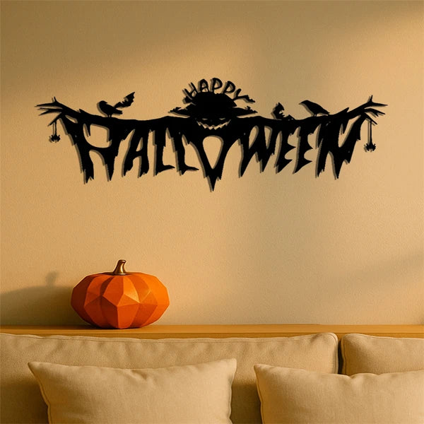 Gothic Halloween Metal Wall Art Decor - Spooky Indoor Accent