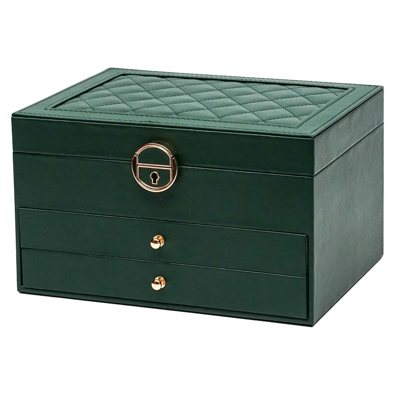 Multi-Compartment Jewelry Storage Box with Removable Drawer - Elegant Necklace and Earring Organizer