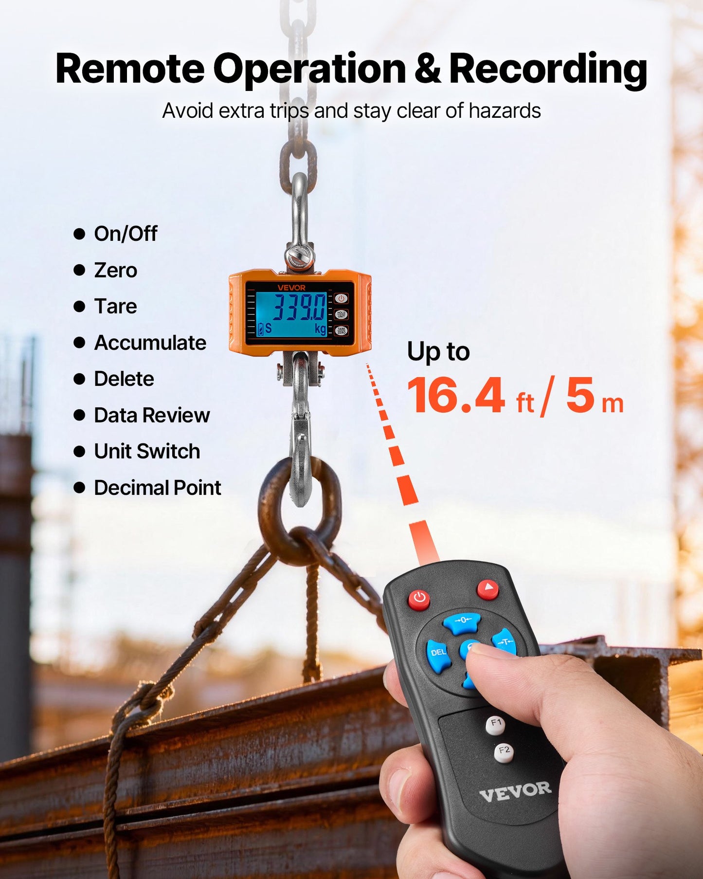 Heavy Duty Digital Crane Scale 4400 Lb/2000 Kg with Remote Control