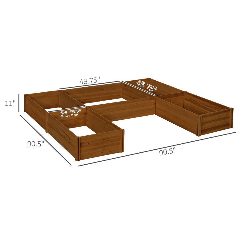 Large Wooden Raised Garden Bed Set of 5 - Outdoor Planters for Vegetables Flowers Herbs, 7.5x7.5x1 ft