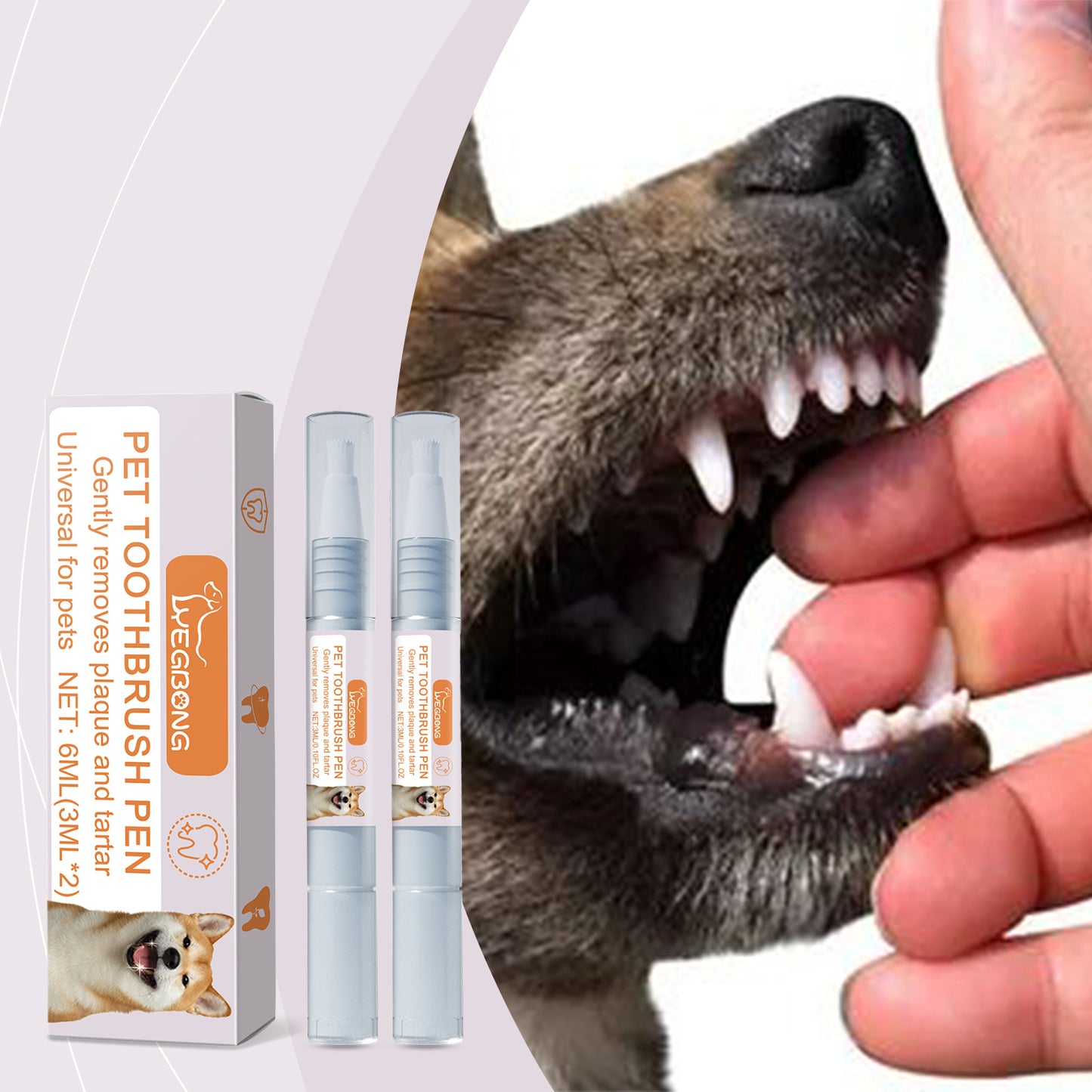 Pet Dental Toothbrush Pen 2-Pack for Dogs & Cats - Plaque & Tartar Remover, Fresh Breath & Soothe Gums