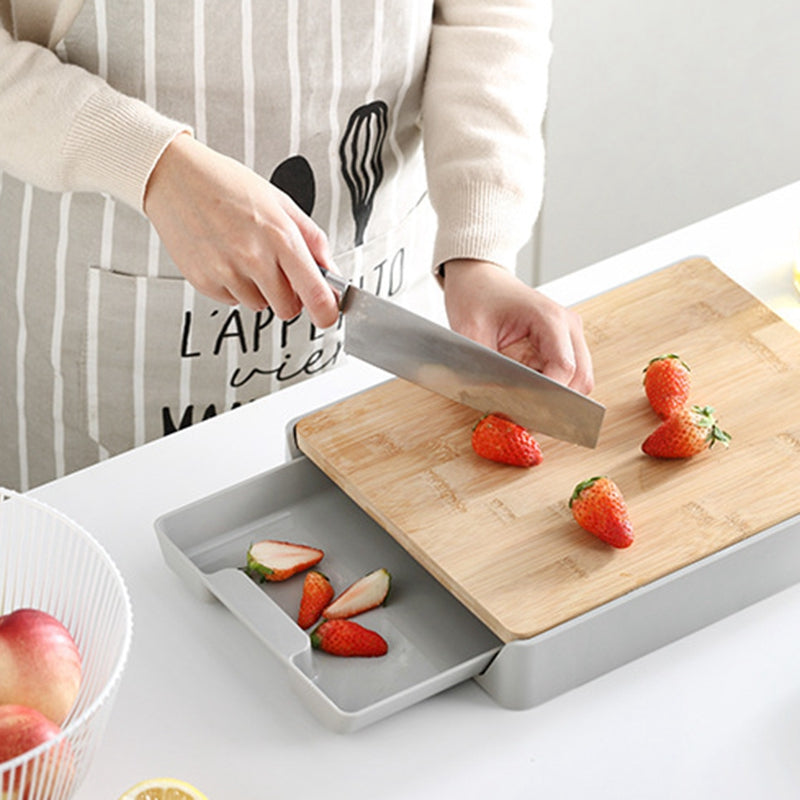 Creative Fruit Cutting Board Set - Grey Bamboo Kitchen Accessory