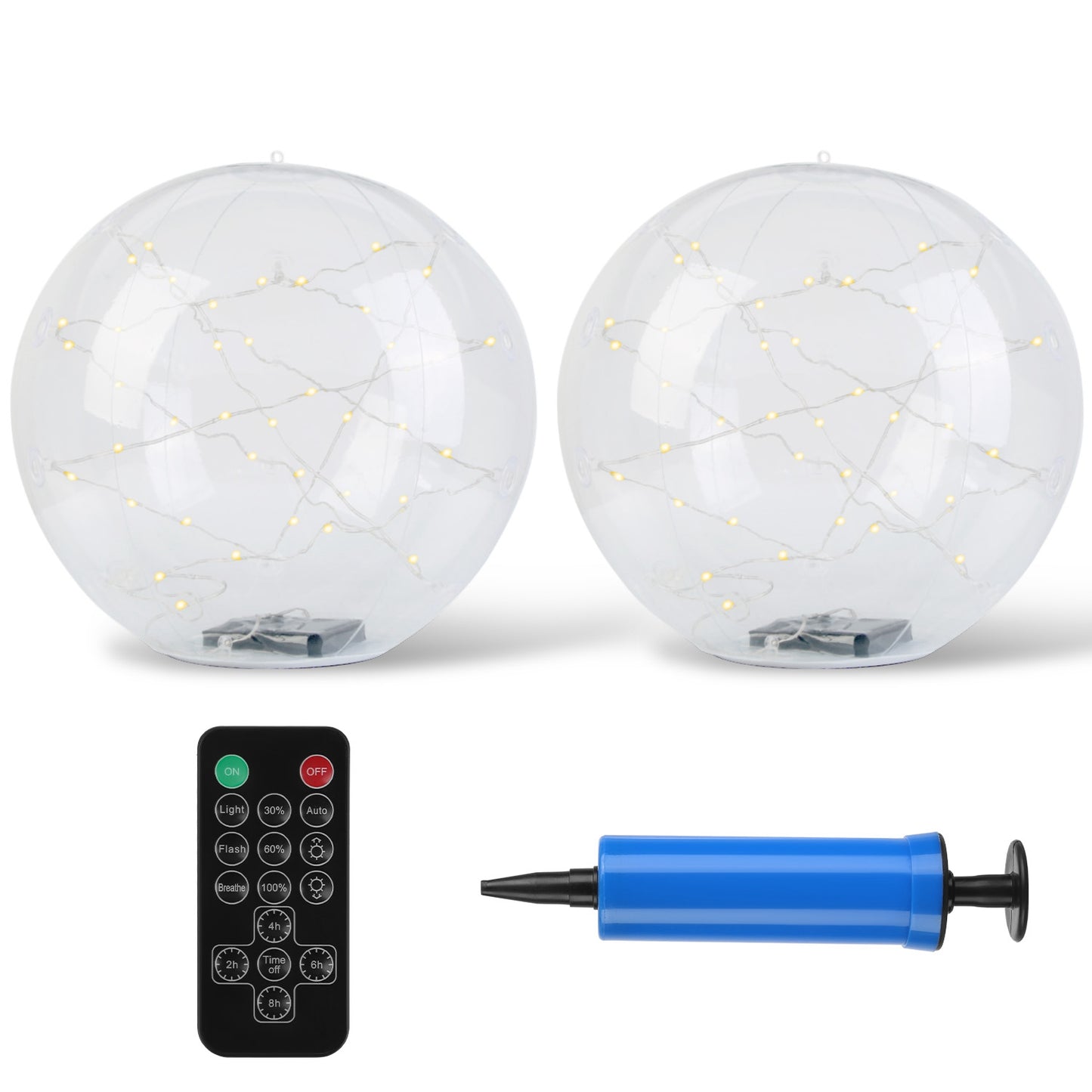 2Pcs Solar Floating Pool Lights Waterproof Inflatables with Remote Control